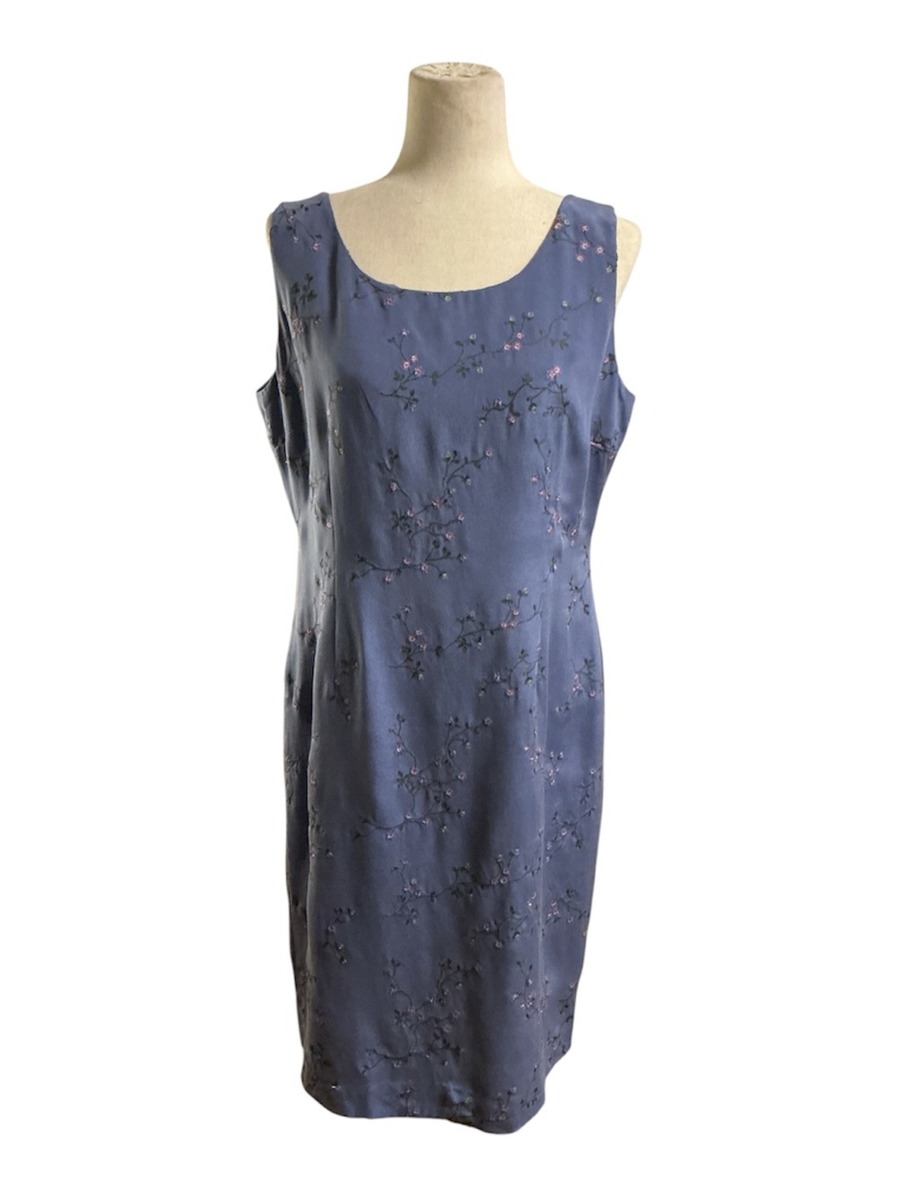 Rena Rowan Essentials Purple Floral 100% Silk Sleeveless Midi Dress Size 10